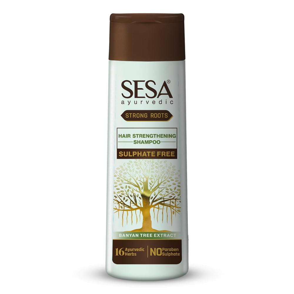 Sesa Ayurvedic Strong Roots Hair Strengthing Shampoo + Conditioner for Hair Fall Control and Hair Growth All Hair Types Paraben Free & Sulphate Free 200 ml (Pack of 1) Medium