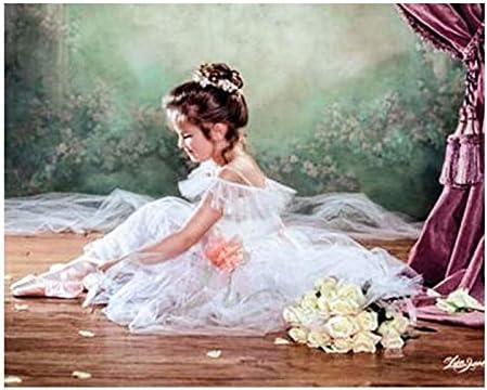 5D Diamond DIY Painting Full Drill Handmade White Dress Girl Cross Stitch Home Decor Embroidery Kit 18x12 inch / 45x30 cm