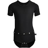JOF New York Shortsleeve Bodysuit With Feeding Tube For Kids | Black | Adaptive Clothing For Children With Special Needs