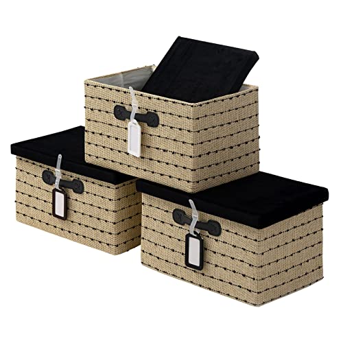 Deomfe Storage Bins with Lids, Foldable Decorative Storage Box, Fabric
