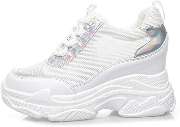 Amazon 厚底 カジュアル スニーカー レディース シューズ 靴 シンプル インヒール 歩きやすい 紐 くつ 白 5 5cm インヒールスニーカー シークレットシューズ レースアップ スニーカー レディース 厚底 ローカット 軽量 防滑 日常着用 スニーカー