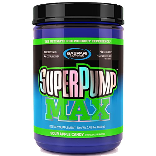 Gaspari Nutrition SUPER PUMP MAX, Ultimate Pre-Workout Supplement, 1.41lbs (Pack of 1, Sour Apple Candy)