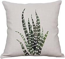 Green Plant Decorative Throw Pillow Covers Cotton Linen Square Cushion Cover Outdoor Sofa Home Pillow Covers 16x16 Inch