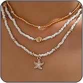 Seashell Necklace Beach Jewelry for Women Starfish Fish Necklace Boho Pearl Choker Sea Shell Necklaces for Women Beach Necklaces Summer Vacation Jewelry