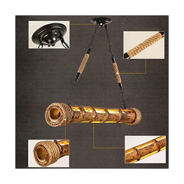 HYQJUNE Vintage Hanfseil Bamboo Pendelleuchten Retro Seilleuchte Kronleuchter HÃ¤ngeleuchten HÃ¤ngend HÃ¤ngelampe HÃ¶henverstellbar E27 Industrial HÃ¤ngeleuchten Handgewebt Lampen Lampe Leuchte – Bild 7