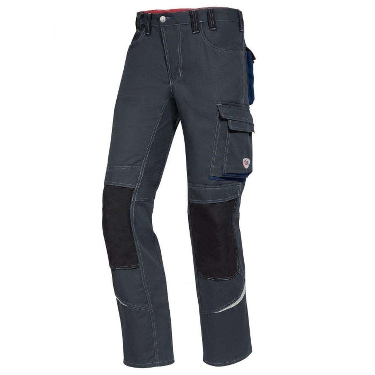 BP 1815-720-51 Work Trousers, Jeans Style With Back Yoke, 305,00 G/M², Reinforced Cotton, Light Grey/Royal Blue, Size 34S