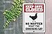 Honey Dew Gifts, Chicken Decor, Keep Gate Closed No Matter What the Chickens Say, 9 inch by 12 inch Novelty Tin Sign Decor, Chicken Coop Sign, Farm Sign, HDG-1101
