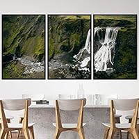 3 Piece Framed Canvas Wall Art Mountain and Waterfalls Canvas Prints Home Artwork Decoration for Living Room,Bedroom - 16