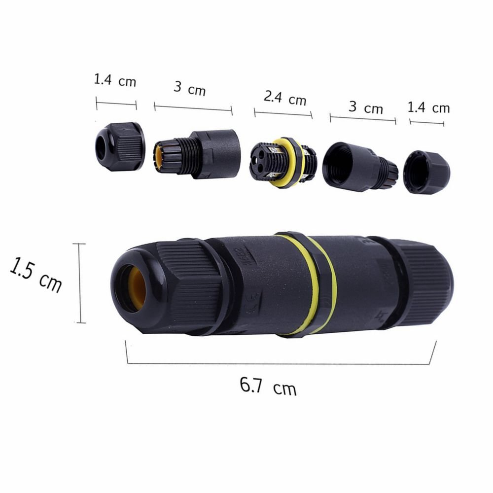 PRODDELI IP68 Waterproof Junction Box Outdoor Electrical Cable Connector External Sleeve Coupler 3 Pin 9A 450V 4-8mm Range (6 Pack)