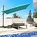 COBANA Offset Rectangular Cantilever Aluminum Patio Umbrella 10 Feet with Cross Base and 360 Degree Rotation, Blue
