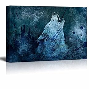 Vintage Abstract Wolf Howling - Canvas Art