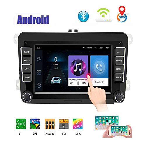 Hikity Car Stereo Radio Android 2 Din Car Audio for VW GPS Navigation 7 Inch HD Touch Screen Radio with Bluetooth GPS FM AM for Passat Golf Jetta EOS Polo Seat + Backup Camera