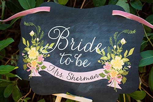 Bridal Shower chair signs in an elegant vintage chalkboard print. With your name printed! This Bridal chair signs would add charm and elegance to any shower/event!