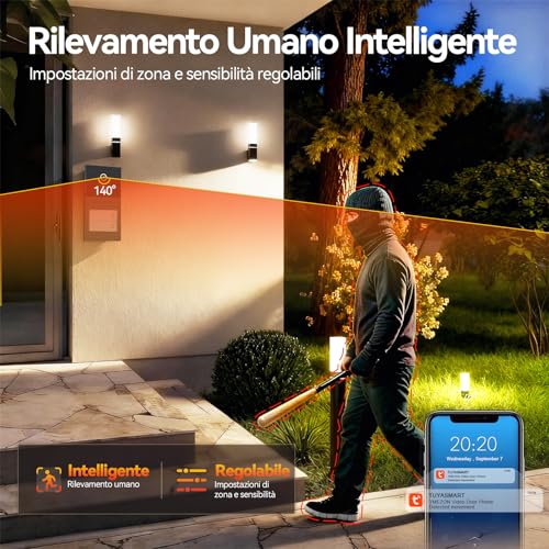 TMEZON Y70 Smart 2-Wire Video Intercom, Two Monitors and External Doorbell with Camera, APP/RFID Unlock Card, Detect Intelligent Human Movement, Two-Family