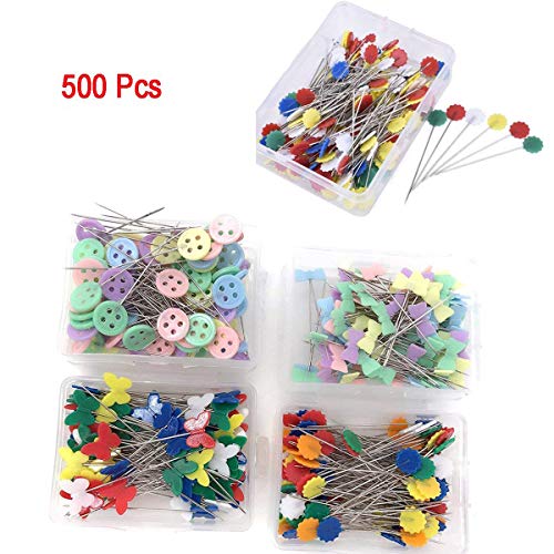 500 Pcs Flat Button &Flower Head Pins,Straight Pins, Quilting Pins with Cases - Thumbnail 7