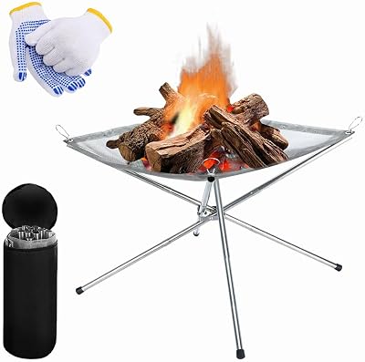 VonLux Portable Fire Pit 42cm Folding Stainless Steel Outdoor Bonfire Set