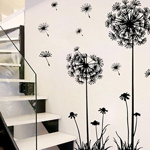 Neartime Wall Sticker Dandelion Butterfly Stickers Removable Mural PVC Creative Removable Home Decoration (❤️50×70cm/19.69"×27.56", Black)