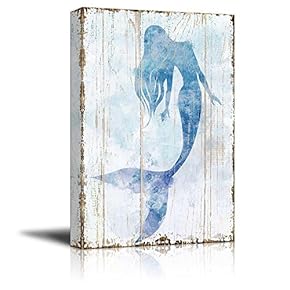 Mermaid Picture on Vintage Background - Canvas Art Wall Art - 12"x18"