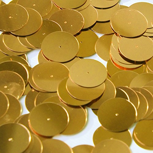 Round Flat Sequin 20mm Center Hole Brassy Orange Gold Metallic. Couture Paillettes. Made in USA
