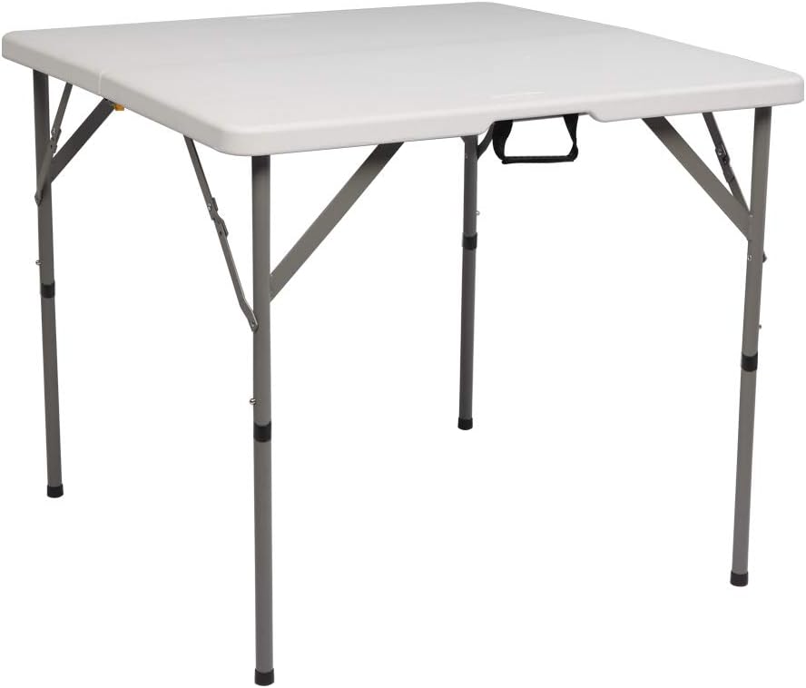 VINGLI 34" Fold in Half Square Table, Bi-Folding Commercial Table, Portable Plastic Dining Card Table for Kitchen or Outdoor Party Wedding Event, White Granite: Kitchen & Dining