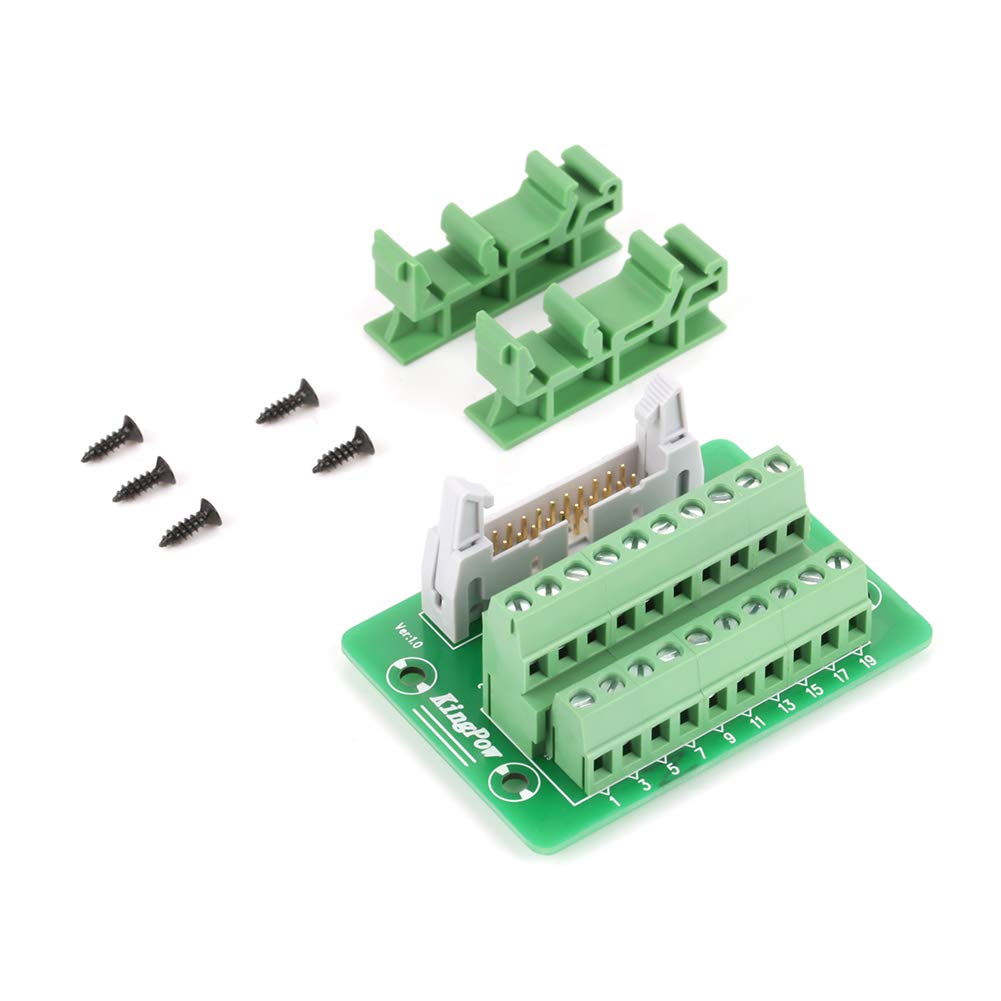 Jadeshay Breakout Board,2x10 20 Pins Ribbon Male Header Breakout Board Terminal Block Connector PLC Interface with Circuit Board Mounting Bracket Holder Carrier Clip and Screws for PLC MCU and PCB