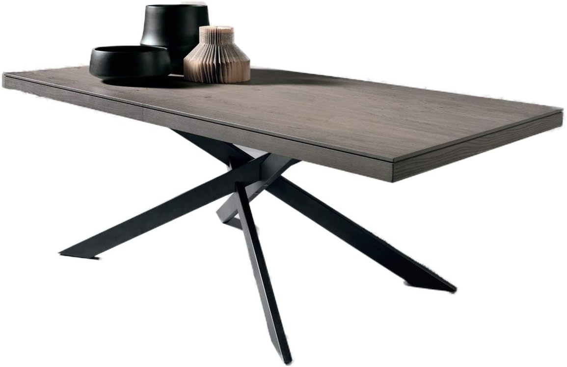 Extendable dining table in oak wood L315 cm made in Italy, Oncino (oak wood natural, L 180/315 x P 100 x H 75)
