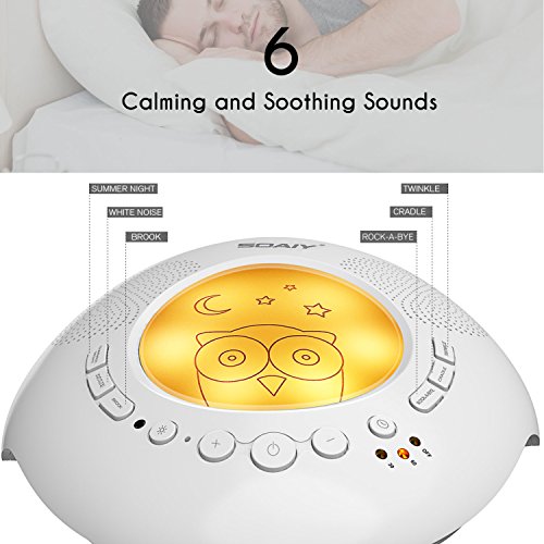 SOAIY Multifunction White Noise Sound Machine, Portable Baby Sleep Therapy with Night light for Home,Office,Baby Roomï¼ŒAuto-Off Timer Sound Spa