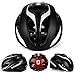SUNRIMOON Bike Helmet with Rechargeable USB Light for Adult Men/Women Road Cycling, in-Molded Reinforcing Skeleton for Enhanced Protection, Adjustable Bicycle Helmet, 20.47-23.62 Inches - Black White