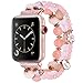 V-MORO Bracelet Compatible with Apple Watch Bands 44mm 42mm Women Pink Fashion Handmade Elastic Stretch Beads with Rose Gold Stainless Steel Adapters Strap for iWatch Series 4/3/2/1 42mm/44mm