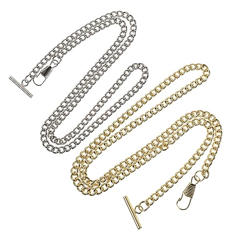 CATIEBYE 2pcs Bar Pocket Watch Chain Durable Decorative Jeans Belt Chain with Hook for Men and Women Rugged Design Present for Loved Ones