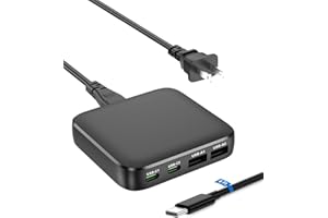 Ryaobwu 65W USB C Charge GaN 4-Port Slim Fast Wall Charger,Dual USB C Ports,with USB C Cable Compatible with Mac Book Pro/Air