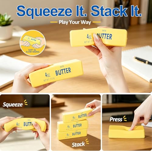 ORCHID M® 2PCS Butter Squishy Toy Big Cheese Squeeze Toys Stress Balls Slow Rising Squishy Fidget Toys ,Cute Squishy Soft Stress Relief Squeeze Ball Gift Party Favors for Kids and Adults