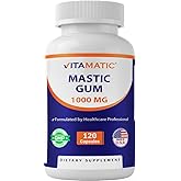Vitamatic Mastic Gum 1000mg per Serving - Support Digestive Function, Gastrointestinal Health, Immune and Oral Wellness, 120 Capsules
