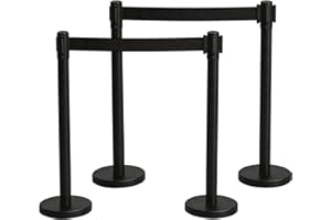 Noliven 4 Pcs Crowd Control Stanchions, Stainless Steel Stanchion Queue Poles with 6.6 ft (2 m) Retractable Belts, 35.4" Heig