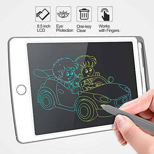 Tecboss LCD Writing Tablet Colorful Screen, Erasable Electronic Digital Drawing Pad Doodle Board, Gift for Kids Adults Home School Office (Gray, 8.5 inch)