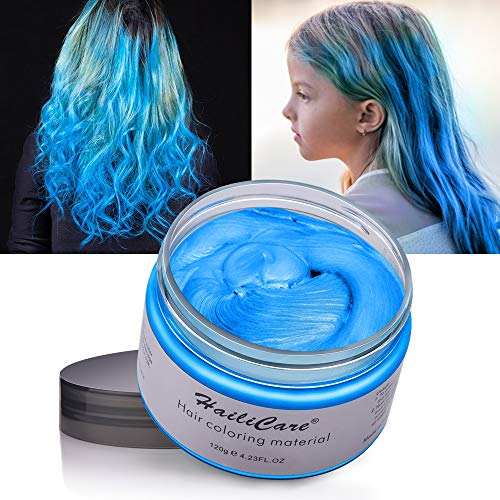 Blue Temporary Hair Dye Wax 4.23 oz, HailiCare Instant Colored Hair