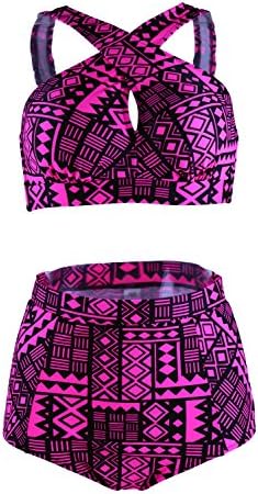 Gotswim Women Summer High Waist Plus Size Bikini (M - 3XL) Sexy Cross Bandage Padded Swimsuit Ladies Swimwear for Holiday-Red