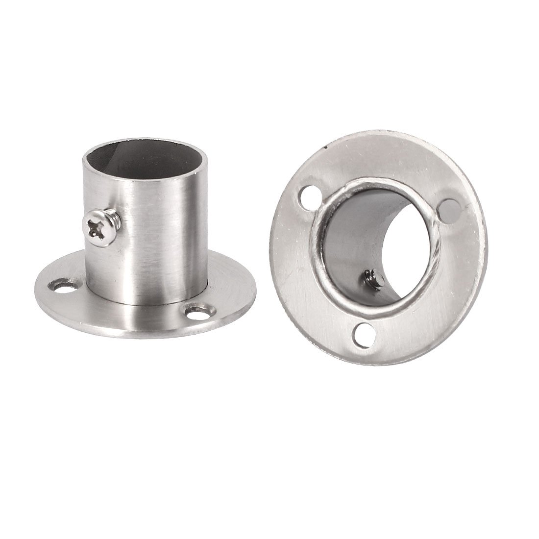 Sourcingmap Wardrobe 22mm Dia Tube Stainless Steel Hanging Rail End Support 2pcs