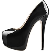 onlymakerheels Women's High Heel Platform Round Closed Toe Dress Pump Shoes