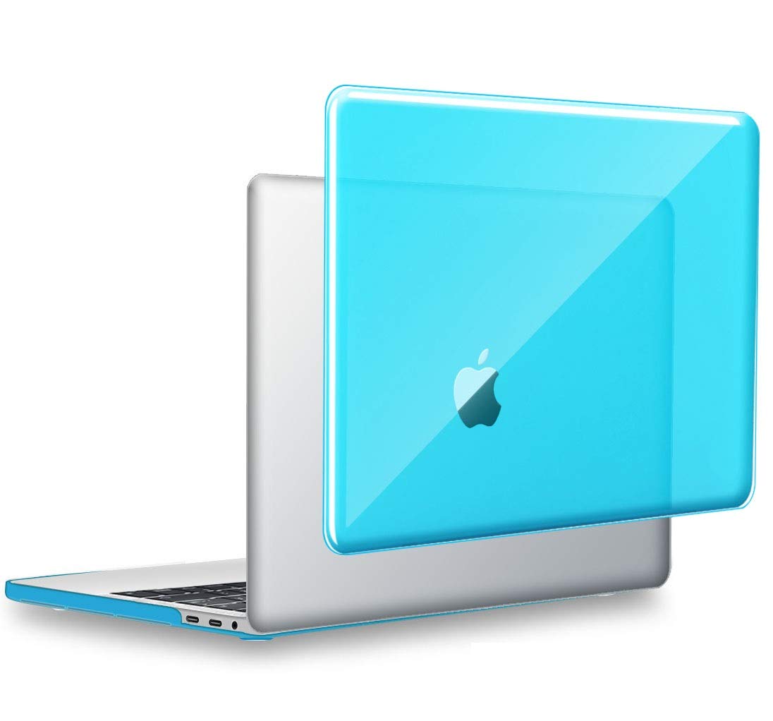 UESWILL Compatible with MacBook Pro 13 inch Case 2019 2018 2017 2016, Crystal Clear Glossy Hard Case for MacBook Pro 13 inch,with/without Touch Bar, A2159/A1989/A1706/A1708, Aqua Blue