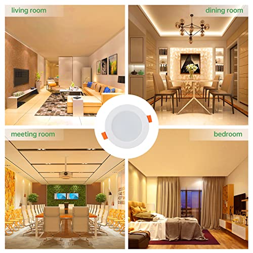 Recessed LED Spotlights for Plasterboard, 5W Equivalent to 40W, Cool White Light 6000K Ultra Thin Ceiling Lights for Plasterboard Interior, Round Metal, Slim Downlights, Hole Φ75-95 mm, Set of 24