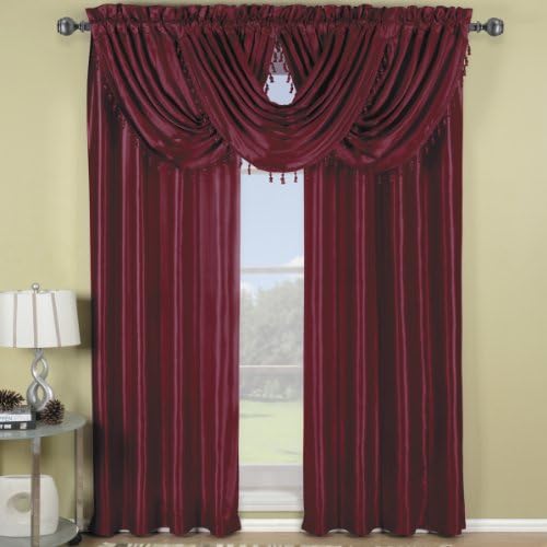 Exquisite Draperies Soho Rod Pocket Faux Silk Window Treatments, Contemporary Décor Panels &amp; Valances, Panels Available in 63, 84, 96 &amp; 108 Inches Length, Complete Modern Look With Matching Valance, 42 Inches by 96 Inches Panel, Burgundy