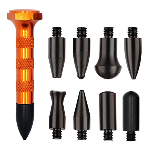 Click Here to See More Images MeiBoAll MeiBoAll PDR Tap Down Knockdown Tool Paintless Dent Repair Hail Removal Tools w/9 Heads