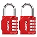 Puroma 2 Pack Combination Lock 4 Digit Outdoor Waterproof Padlock for School Gym Locker, Sports Locker, Fence, Toolbox, Gate, Case, Hasp Storage (Red)