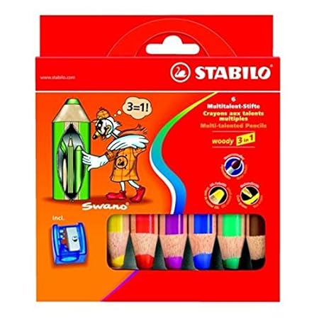 Aquarellfarbstift woody 6St mit Spitzer