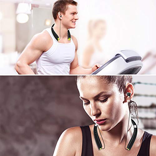 Toughsty Retractable Wireless Stereo Bluetooth Neckband Earbuds for Running Sports MP3 Music Player Earphone with FM Radio and Mic (MT-HSET011)
