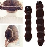 YABINA 2 Pcs Foam Sponge Magic Clip French Twist Hairstyle Donut Bun Ponytail Former Maker Hairstyle Must-haves Tool Accessories (Coffee Small & Large)