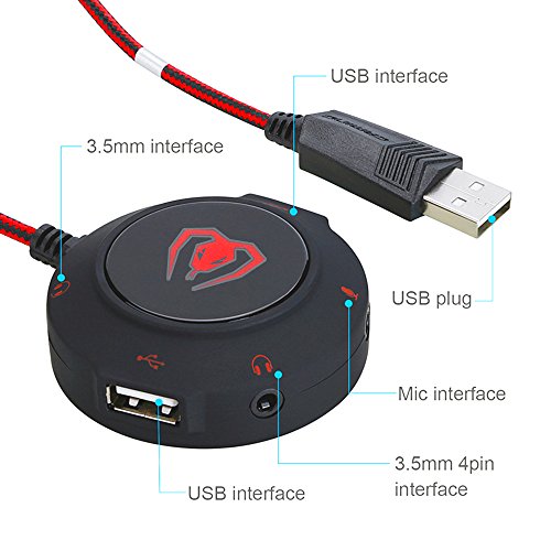 USB-External-Sound-CardBeexcellent-Multifunctional-Usb-Hubs-Noise-Cancelling-Headset-Adapter-with-35mm-Audio-71-Surround-Stereo-Adapter-and-Microphone-Jack-for-Headset-Microphone-Mac-IOS-PCRed