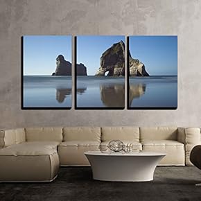 3 Piece Canvas Wall Art - The View of The Famous Archway Islands, New Zealand - Modern Home Art Stretched and Framed Ready to Hang - 16"x24"x3 Panels