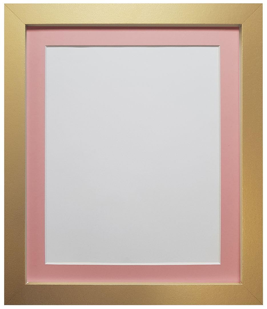 FRAMES BY POST H7 Picture Photo and Poster Frame Plastic Glass Gold with Pink Mount 50 x 40 cm Image Size A3